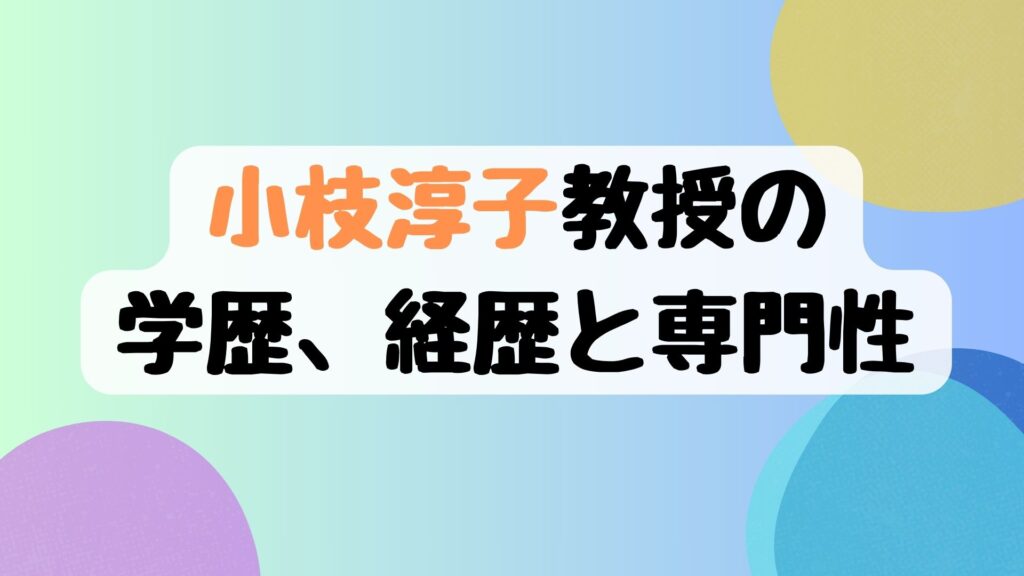 小枝淳子教授の学歴、経歴と専門性