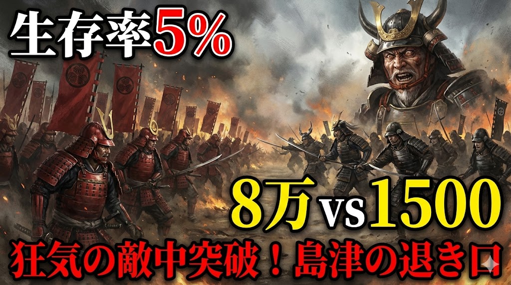 【生存率5%】8万の大軍にたった1500人で突撃！？島津の退き口が狂気すぎる…