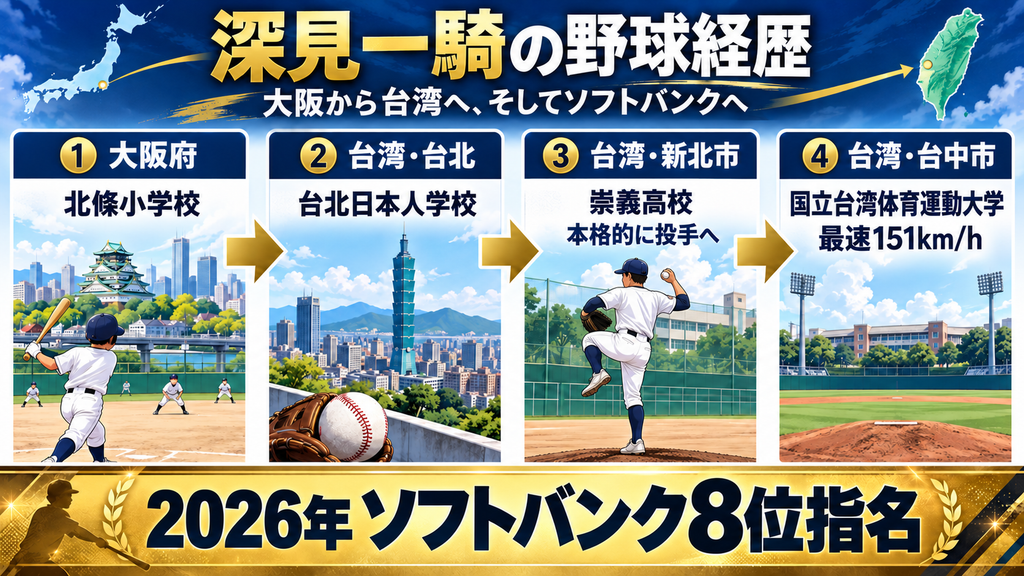 ソフトバンク8位の深見一騎は何者？出身高校や台湾での野球経歴を調査