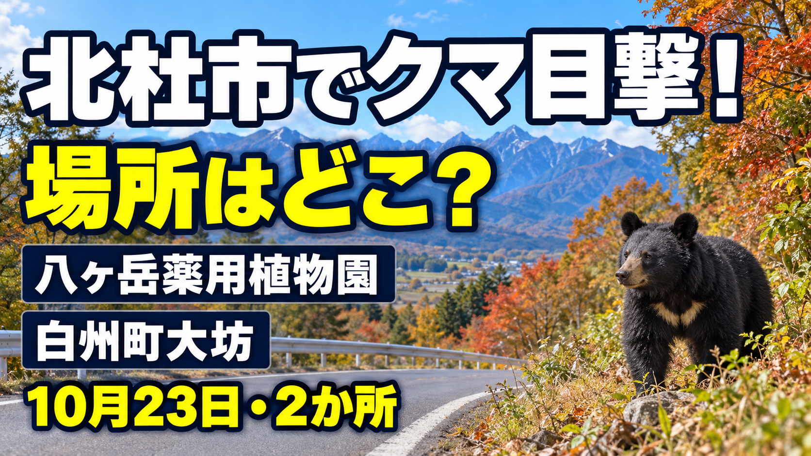 北杜市のクマ目撃場所はどこ？八ヶ岳薬用植物園と白州町大坊を地図で確認