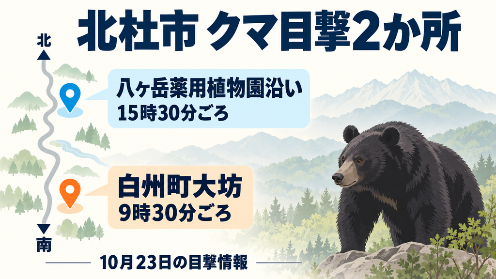 北杜市のクマ目撃場所はどこ？八ヶ岳薬用植物園と白州町大坊を地図で確認