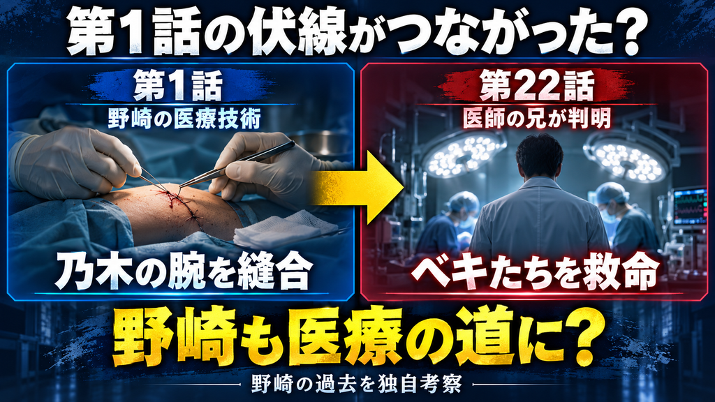 VIVANT野崎の兄は誰?ベキを救った病院と第1話の縫合の伏線を考察